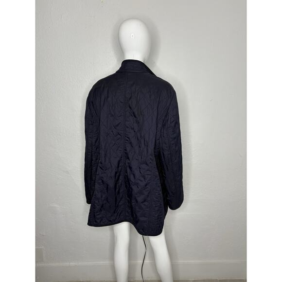 TALBOTS Navy Quilted Mid Length Barn Jacket Size3xl Equestrian Preppy - Picture 5 of 6